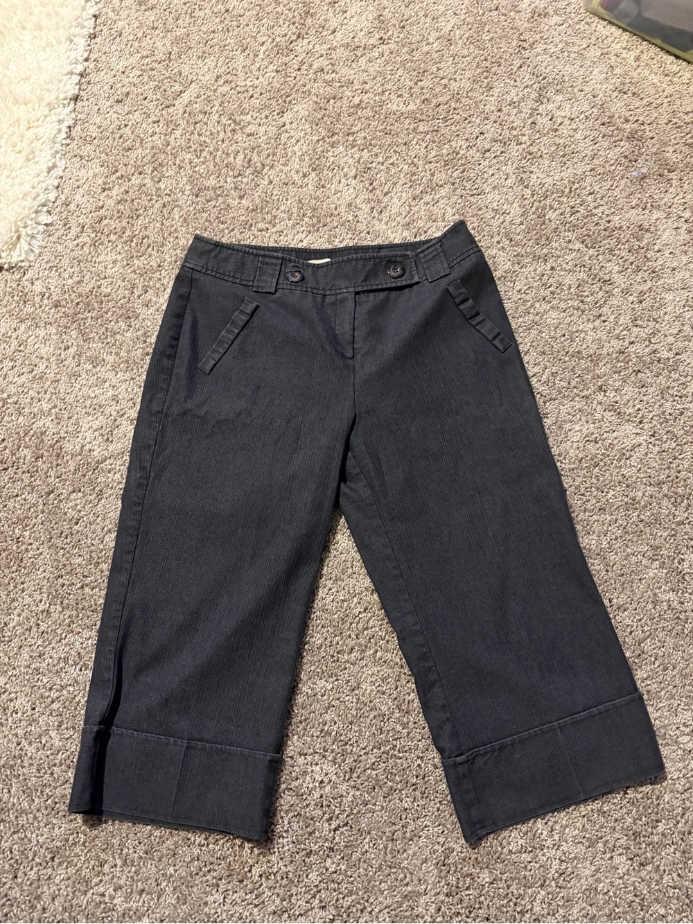 Margaret M Black Cropped Wide-Leg Jeans